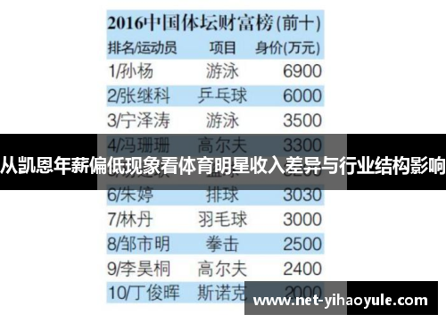 从凯恩年薪偏低现象看体育明星收入差异与行业结构影响